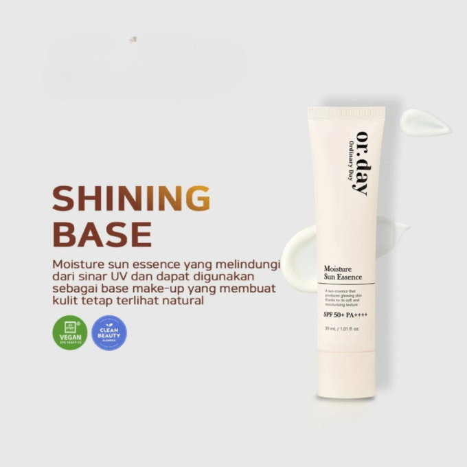 ElishaCoy or.day Moisture Sun Essence SPF50+ PA++++ 30ml - Shining Base Sunscreen Vegan - Image 2